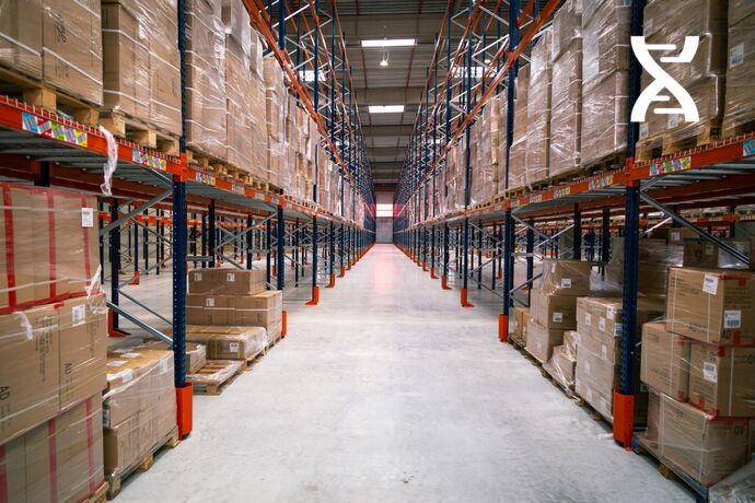 The barcodes affixed to warehouse rails give the address and allow operations to be controlled.